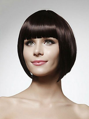 100% Human Hair Straight Short Bob Wig