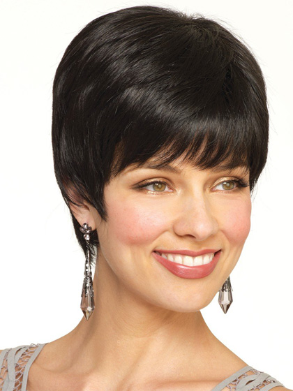 Remy Human Hair Cropped Look Short Wig - Click Image to Close