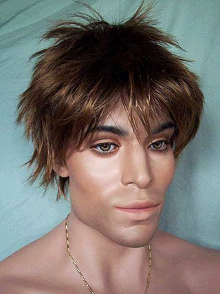 Natural Short Straight Synthetic Lace Front Wig for Man - Click Image to Close