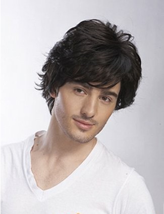 Short Wavy Full Lace Remy Human Hair Mens Wig