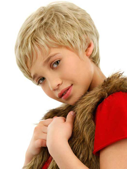 Short Shag style Front Lace Kids Wig - Click Image to Close