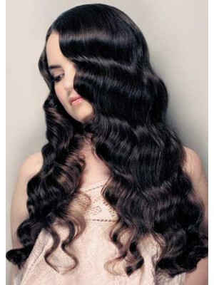 100% Remy Human Hair 20" Wavy Lace Front Wig - Click Image to Close