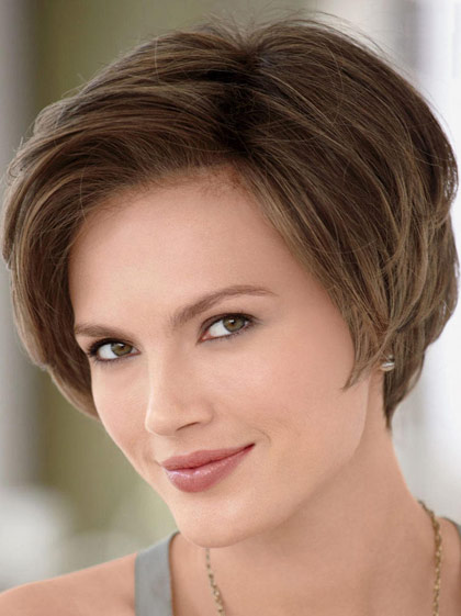 Lace Front Side-Swept Bangs Flattering Bob Style Human Hair Wig - Click Image to Close