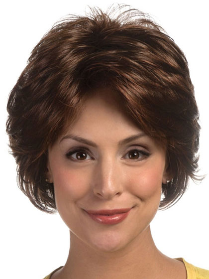 Short Synthetic Feathery Layered Style Gluless Lace Wig