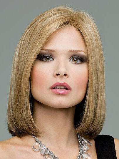 Black Medium 100% Remy Human Hair Monofilament Wig - Click Image to Close