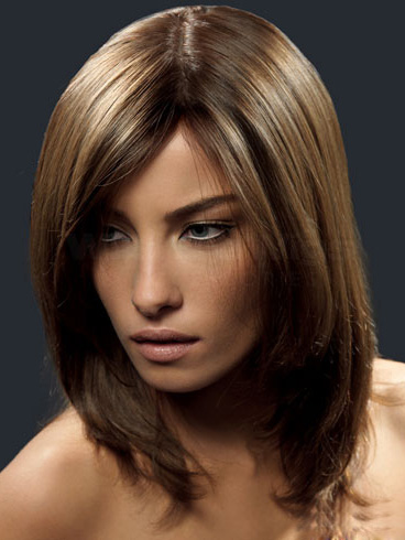 Shoulder-length Glueless Lace Front Human Hair Wig - Click Image to Close