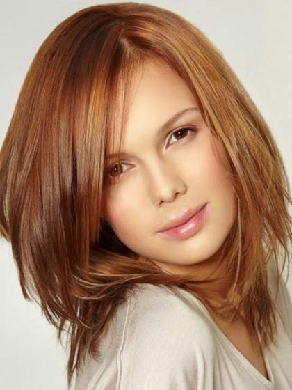 100% Remy Human Hair Mid-Length Straight Lace Front Wig - Click Image to Close