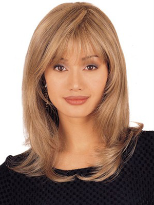 Mid Length 100% Hand-tied Lace Front Wig - Click Image to Close