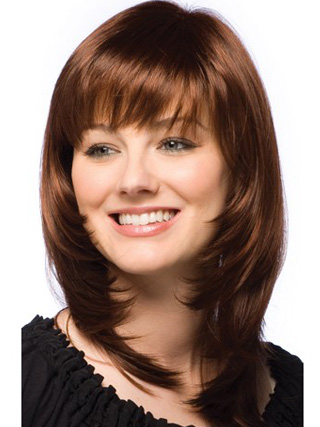 Mid-Length Soft Layers Capless Human Hair Wig - Click Image to Close