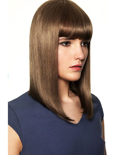 Shoulder Length Sleek Straight Human Hair Wig