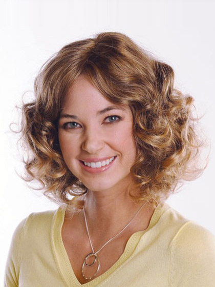 Mid-Length Curly Remy Human Hair Wig - Click Image to Close