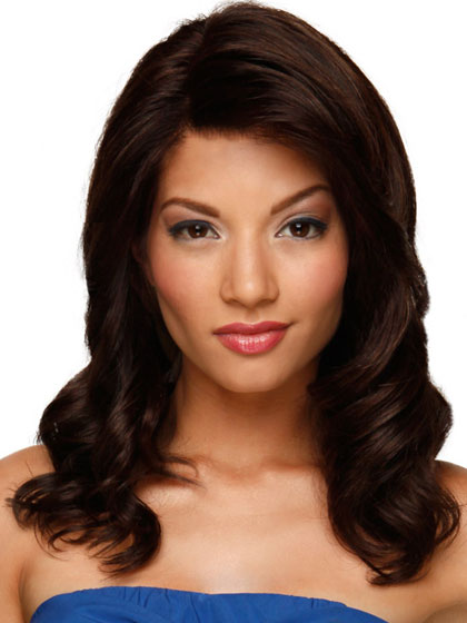 Long Wavy Lace Front Remy Human Hiar Wig - Click Image to Close