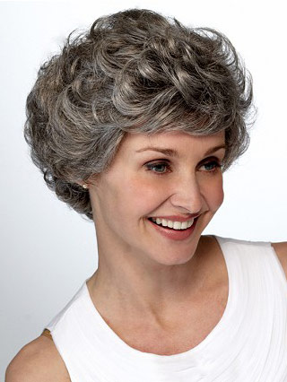 Short Wavy Layers Lace Front Grey Wig - Click Image to Close