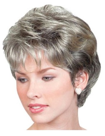 Short Wavy Lace Front Grey Wig