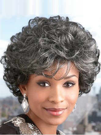 Short Curly UltraLite Grey Wig - Click Image to Close