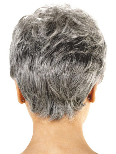 Sophisticated Layer Short Synthetic Capless Grey Wig