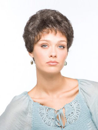 Simple Short Cut Wavy Short Grey Wig - Click Image to Close