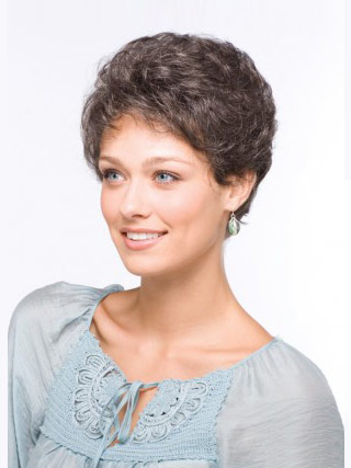 Simple Short Cut Wavy Short Grey Wig