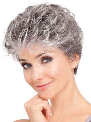 Soft Wavy Front Lace Synthetic Grey Wig - Click Image to Close