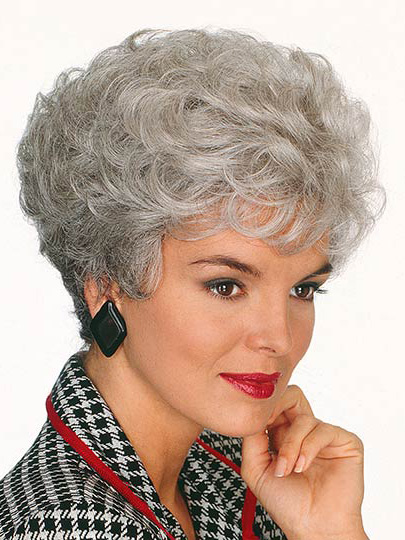 Longer Crown Curls Grey Wig - Click Image to Close