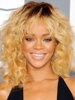 Rihanna - Ringlet Curls & Soft Fringe Wig - Click Image to Close