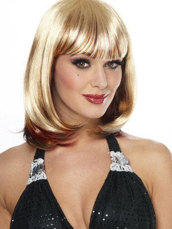 Blonde 90's Lady Wig With Full Bangs - Click Image to Close