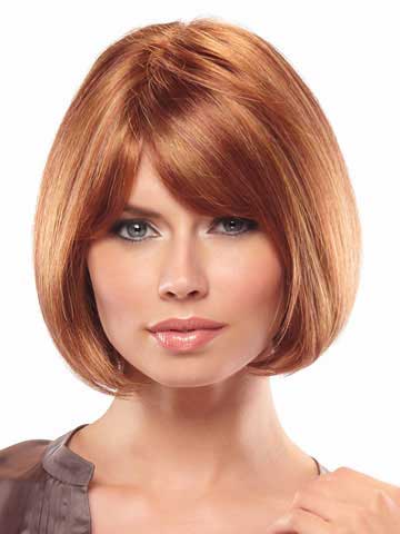 Chin-Length Lace Front Human Hair Bob Wig - Click Image to Close