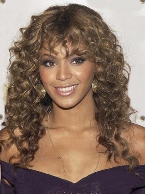 European Style Long Curly Brown African American Lace Wigs for W