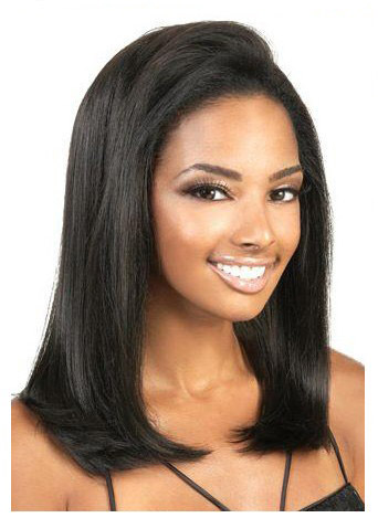 14" Yaki Straight Remy Human Hair Lace Front Wig