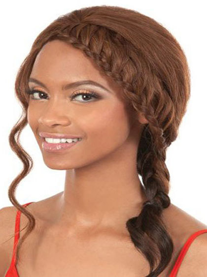 Mid-Length French Braid Capless Synthetic Wig - Click Image to Close