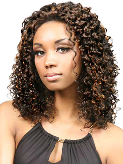 Mid-Length Curly Synthetic Lace Front Wig - Click Image to Close