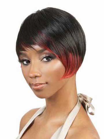 A-Symmetrical Cut Synthetic Capless Wig - Click Image to Close