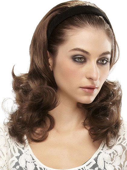 Long Wavy 3/4 Wig With Hard Velvet Attached Headband - Click Image to Close