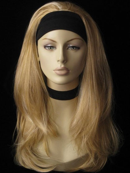 Long Natural Straight Synthetic 3/4 Wig - Click Image to Close