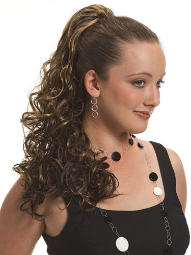 18" Claw Clip Synthetic Flow Curled Ponytail - Click Image to Close