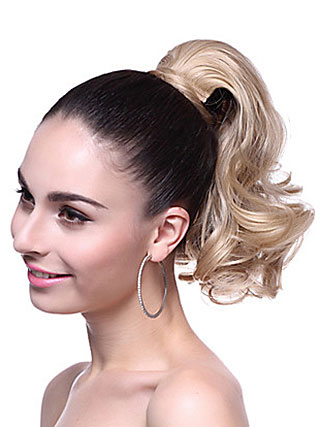 Fashion Synthetic Short Wavy Blonde Ponytail