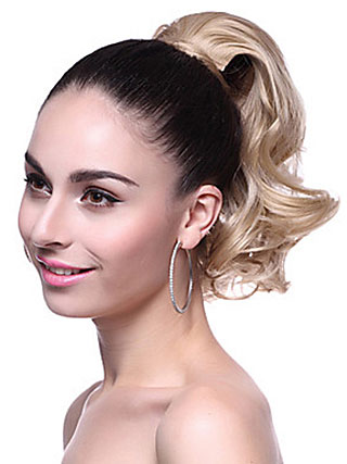 Fashion Synthetic Short Wavy Blonde Ponytail