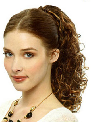 18" Full Curly With Clip Attachment Synthetic Ponytail - Click Image to Close