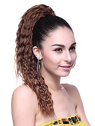 Synthetic Long Wavy Auburn Ponytail - Click Image to Close