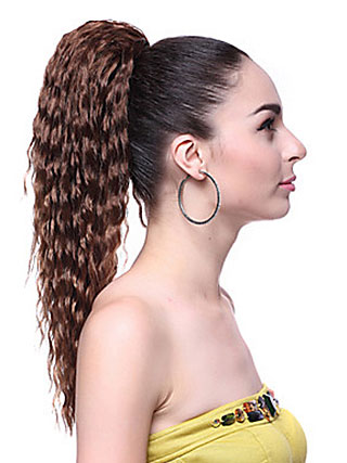 Synthetic Long Wavy Auburn Ponytail