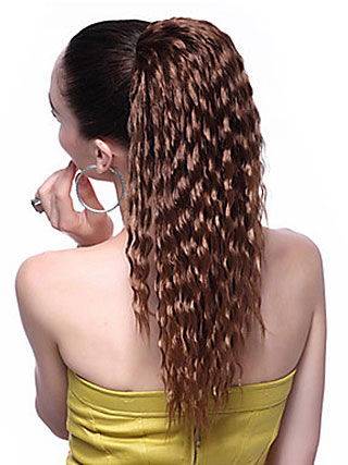 Synthetic Long Wavy Auburn Ponytail