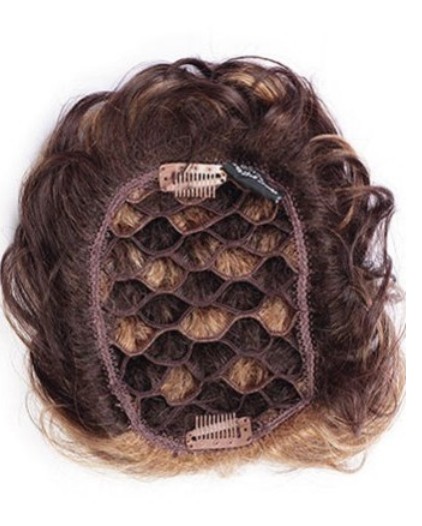 Pull Thru Human Hair Clip in Hairpiece