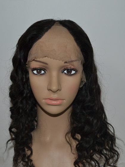 Long Curly Remy Hair U Part Wig - Click Image to Close