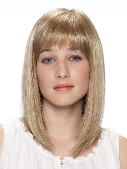 Shoulder Length Bob Cut Synthetic Wig with Full Bangs - Click Image to Close