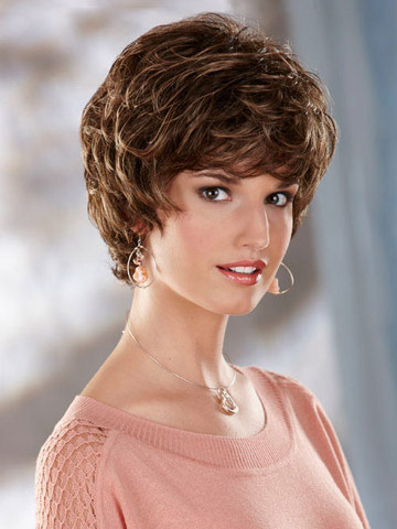 Short Tousled Curly Synthetic Capless Wig - Click Image to Close