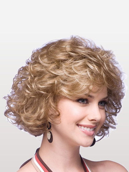 Mid-Length Curly Bob Synthetic Wig - Click Image to Close