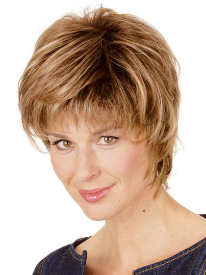 Feminine Synthetic Short Wig with Textured Layers - Click Image to Close