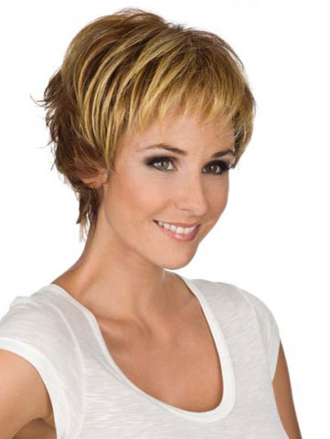 Mono Lace Short Layers Synthetic Wig - Click Image to Close