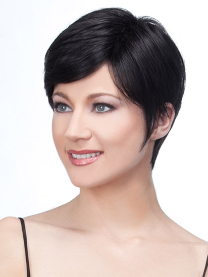 Human Hair Natural Straight Pixie Cropped Wig - Click Image to Close