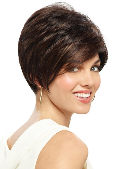 100% Human Hair Short Edgy Cut Lace Front Wig - Click Image to Close